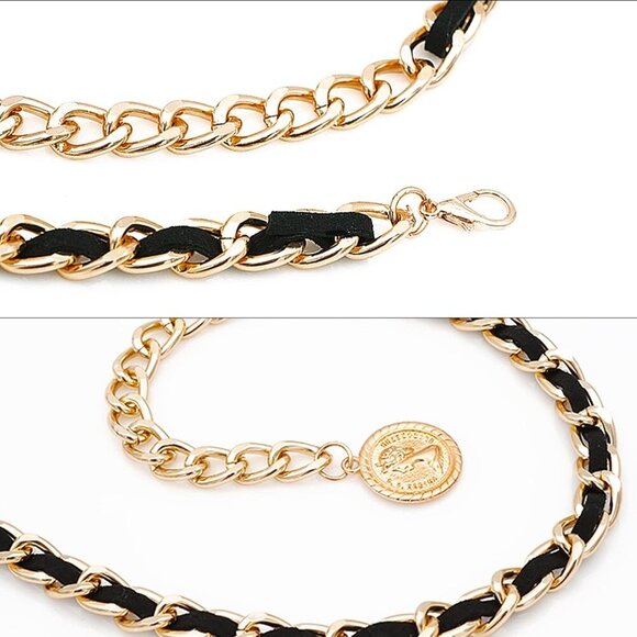 Leather Chain Belts for Women Girls, Layered Body Chain Belts Metal Waist Chain - Picture 5 of 6